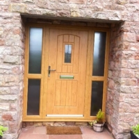 Irish Oak Rockdoor - English Cottage door with square lead & 2 S/P's