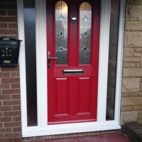 Red Composite Door - Aston style with Sero glazing 