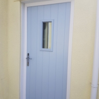 Duck Egg Blue Solidor Composite door - Flint style with clear glass